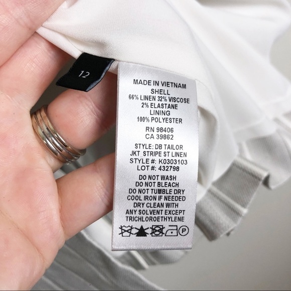 Theory Linen Pinstripe Striped Double Breasted Blazer in Grey Multi Casual Work - Picture 6 of 6